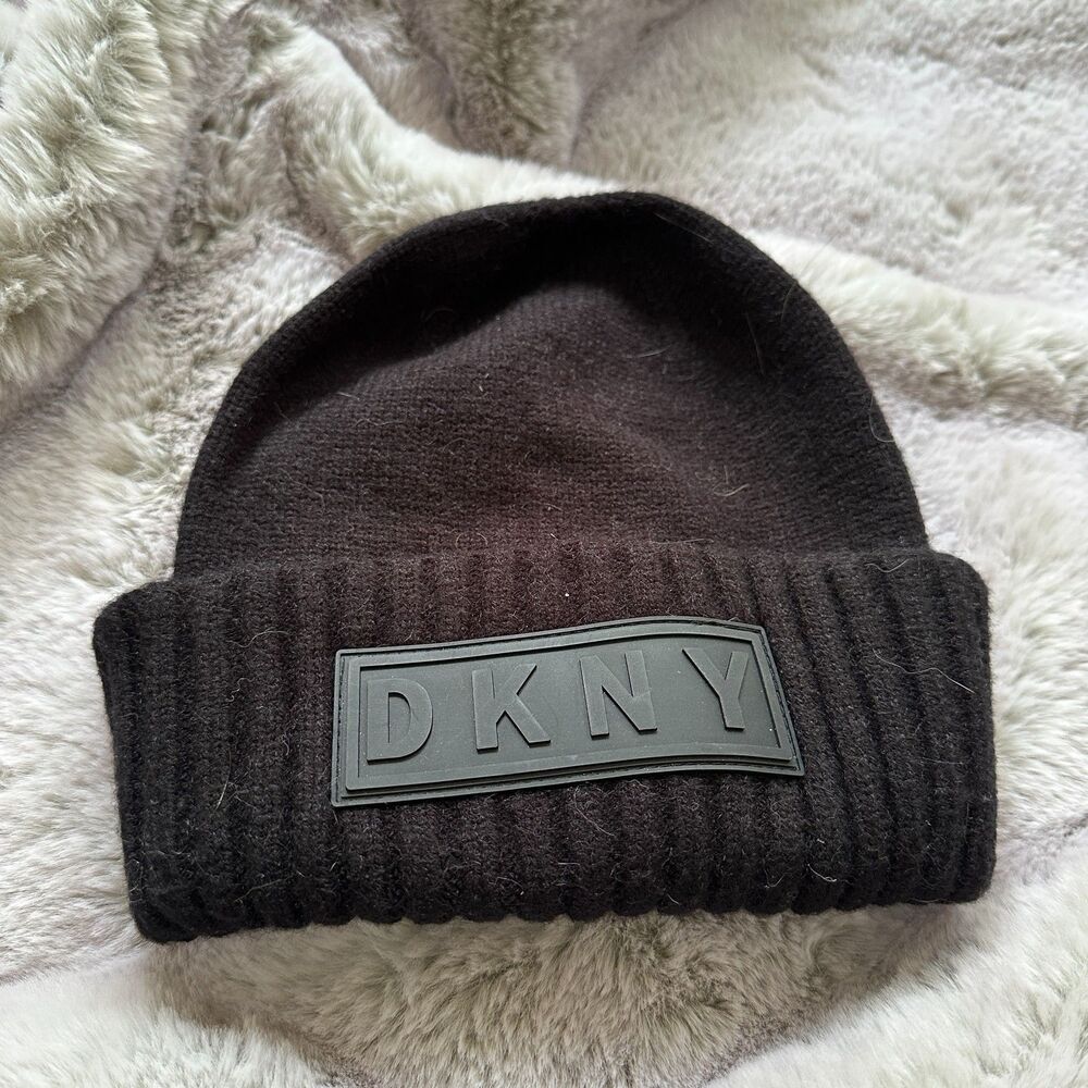 Dkny Logo Patch Rayon Beanie - image 1